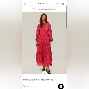 NWT FARM Rio Pink Guipire Maxi Dress Size Medium